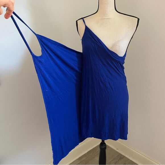 VENUS Blue Slip Dress Wrap Style Coverup One Size Minimalist Beach Cover Resort - Picture 7 of 8